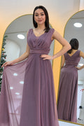 Purple Glittery Tulle Maxi Evening Dress
