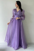 Lilac Asymmetrical Skirt Princess Maxi Evening Dress