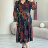 Batik Midi Length Tulle Dress