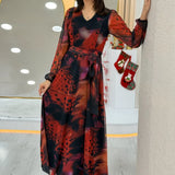 Red Midi Length Tulle Dress