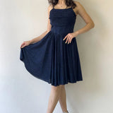 Navy Blue Strappy Mini Flared Evening Dress