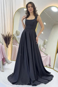 Black Maxi Satin Evening Dress