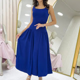 Saxe Blue Midi Sleeveless Dress