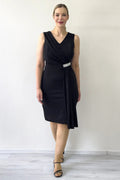 Black Sleeveless Midi Chiffon Dress