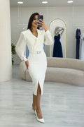 White Midi Pencil Dress