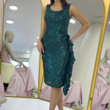 Green Short Sequin Evening Dress
