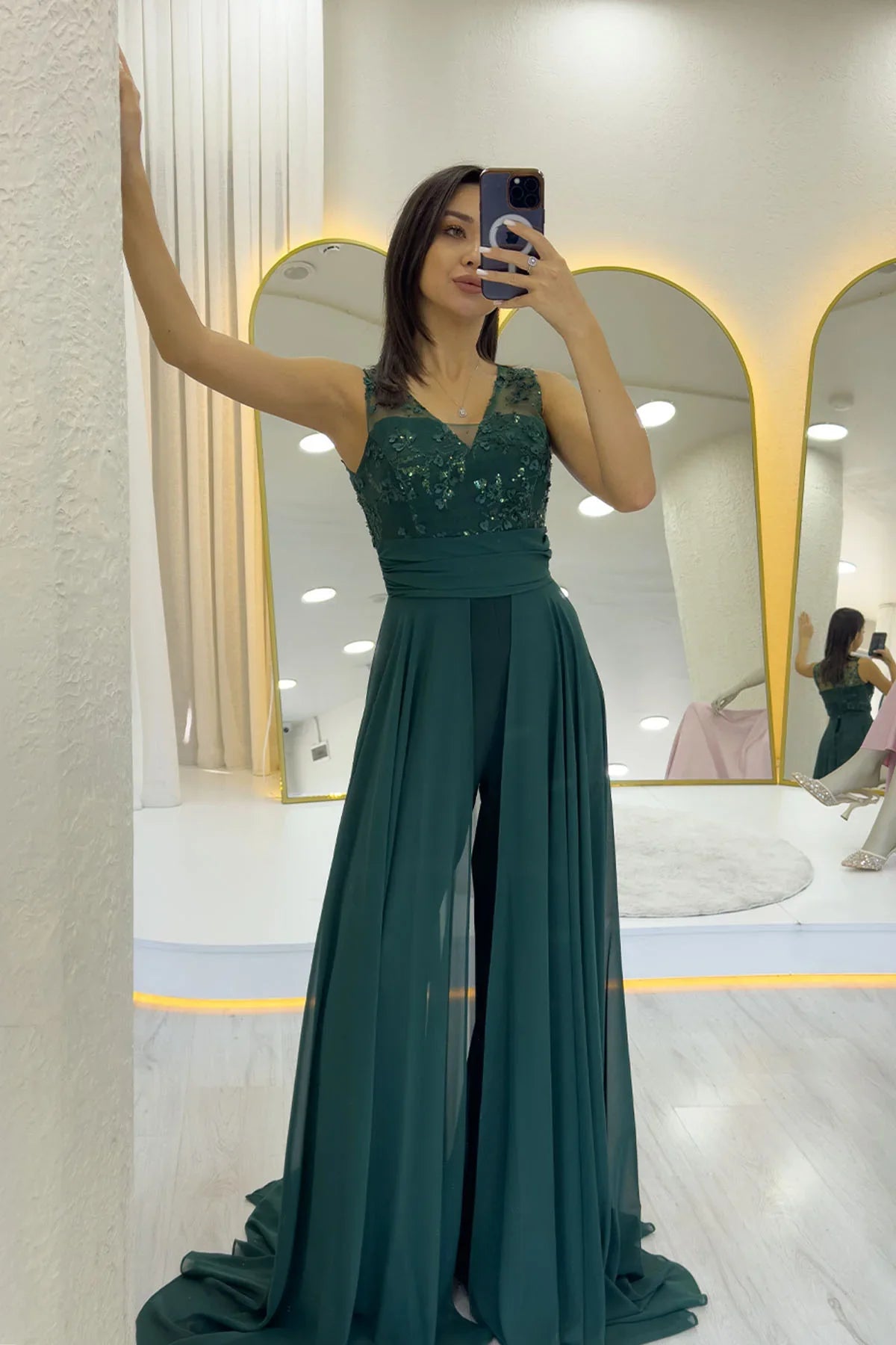 Green Sequined Tail Jumpsuit