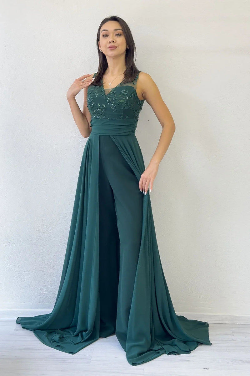Green Sequined Tail Jumpsuit