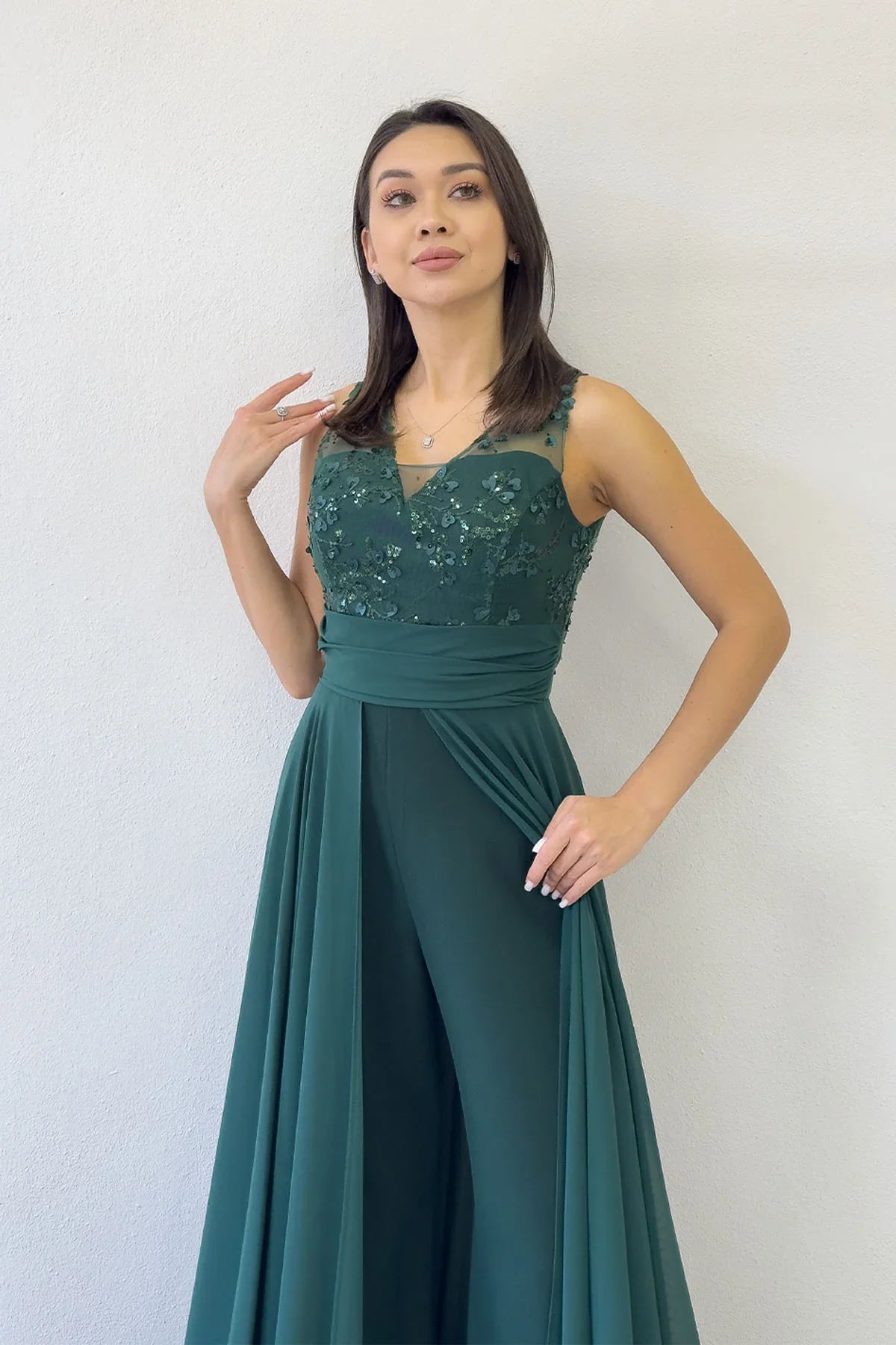 Green Sequined Tail Jumpsuit