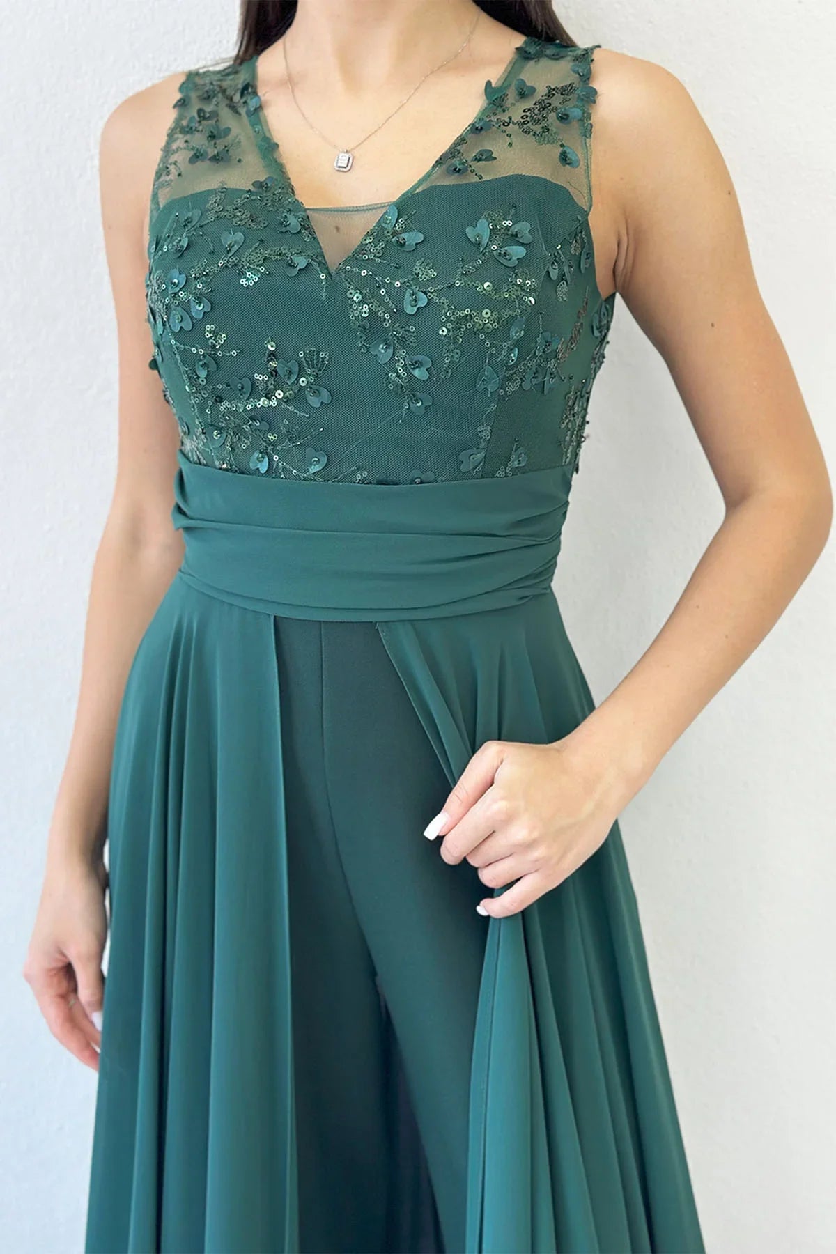 Green Sequined Tail Jumpsuit