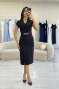 Black Belted Pencil Dress