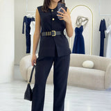 Black Vest Trousers Set