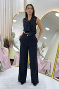 Black Vest Trousers Set