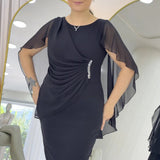 فستان سهرة قصير أسود لامع