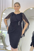 Black Glittery Short Evening Dress