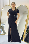 Black Glitter Maxi Evening Dress