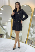 Black Jacket Dress Tweed Two-Piece Set