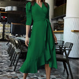 Green Crepe Midi Dress