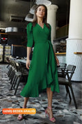 Green Crepe Midi Dress