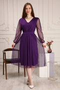 Purple Polka Dot Belted Tütü Plus Size Dress