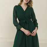 Emerald Green Short Chiffon Dress