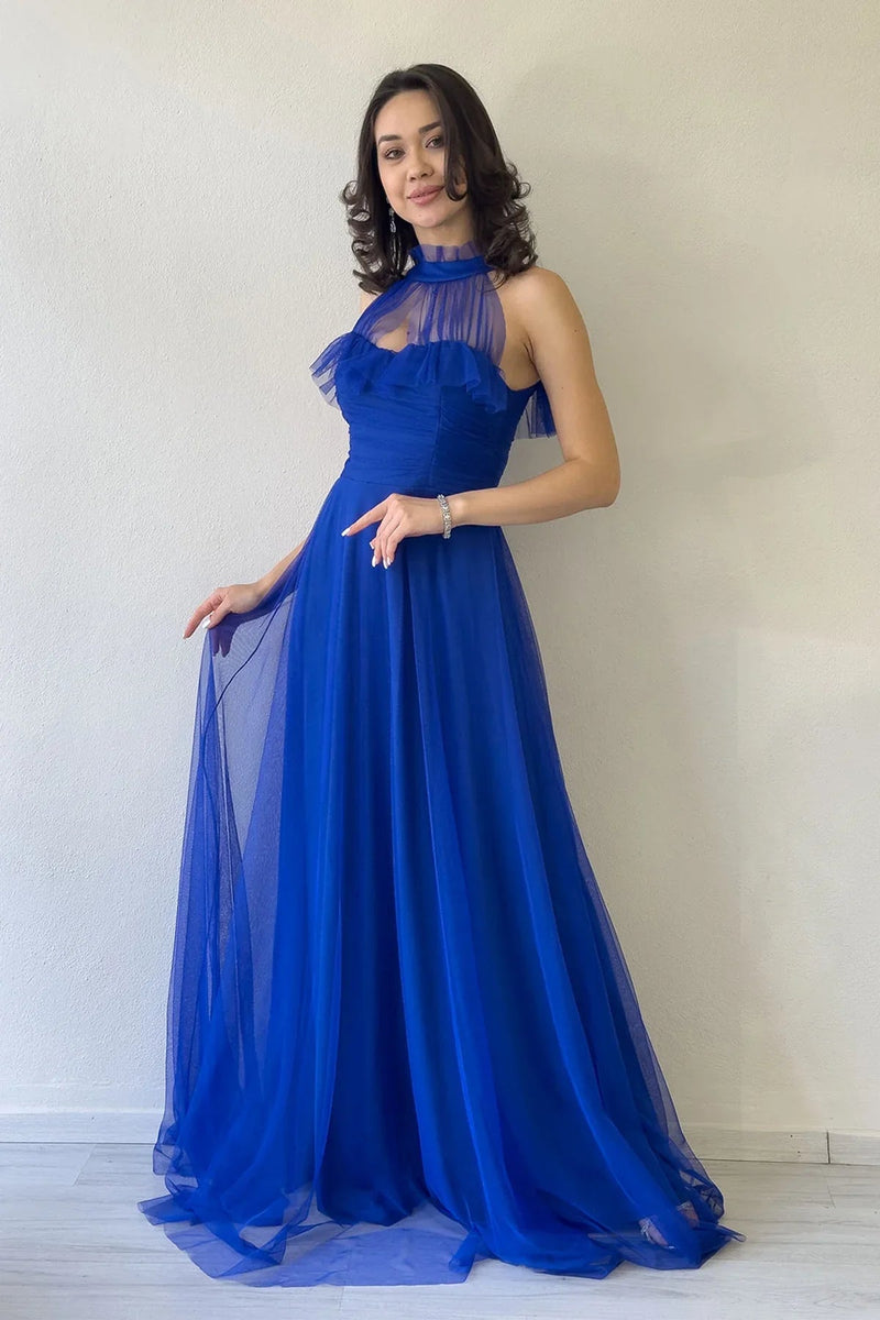 Women's Saxe Draped Sleevesuz Tulle Evening Gown