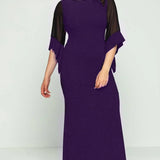 Purple Glitter Maxi Evening Dress