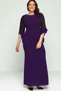 Purple Glitter Maxi Evening Dress