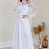 White Maxi Sleeveless Tulle Evening Dress