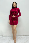 Burgundy Short Velvet Dress