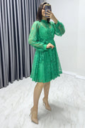 Green Short Lace Evening Dress