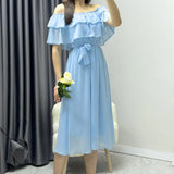 Baby Blue Ruffle Collar Madonna Dress