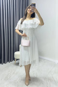 White Ruffle Collar Madonna Dress