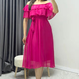 Fuchsia Ruffle Collar Madonna Dress