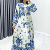 White Viscose Patterned Maxi Dress