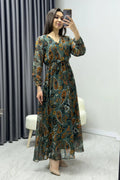 Green Midi Chiffon Dress