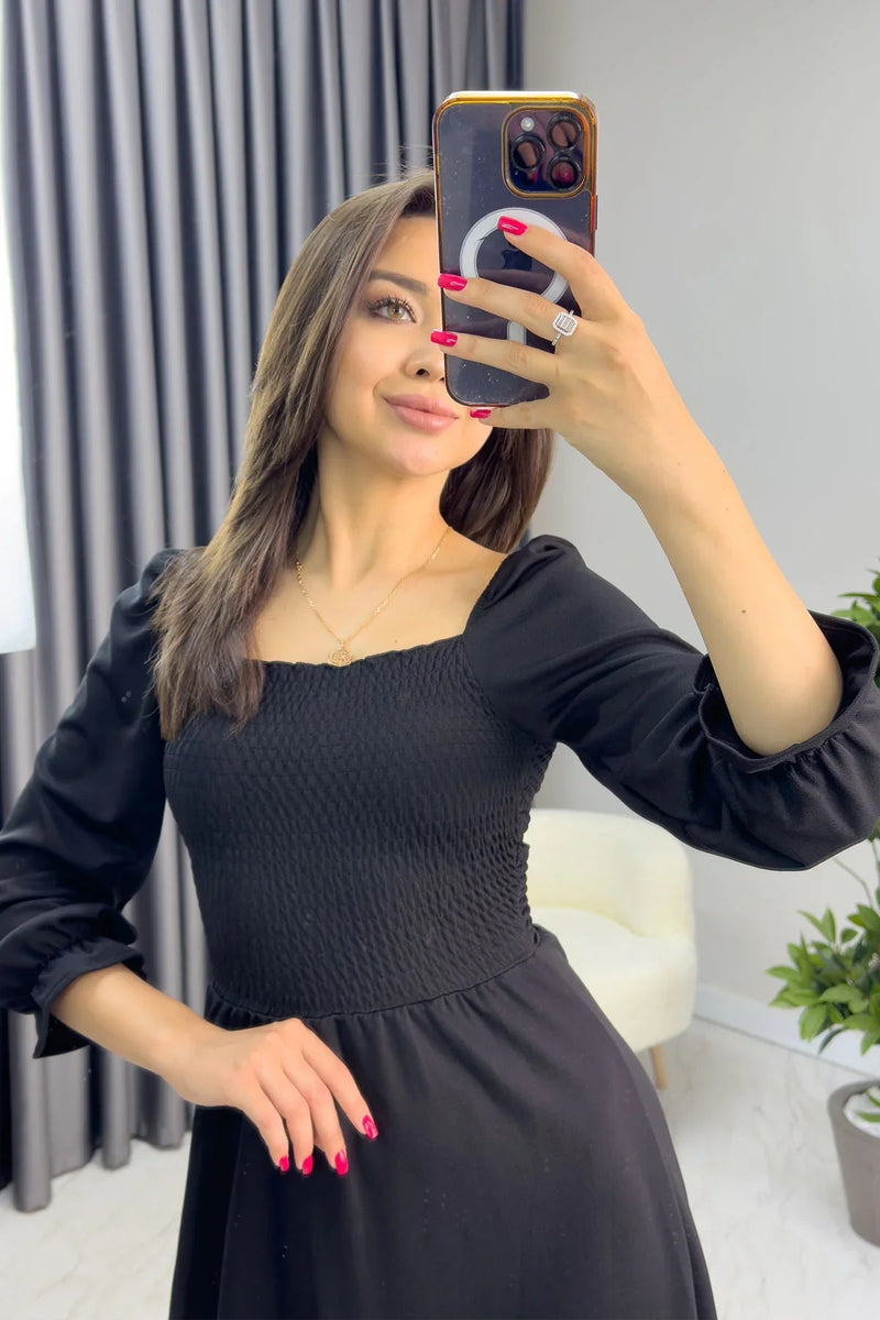 Women's Black Gipeli Square Neck Dress