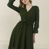 Khaki Short Chiffon Dress