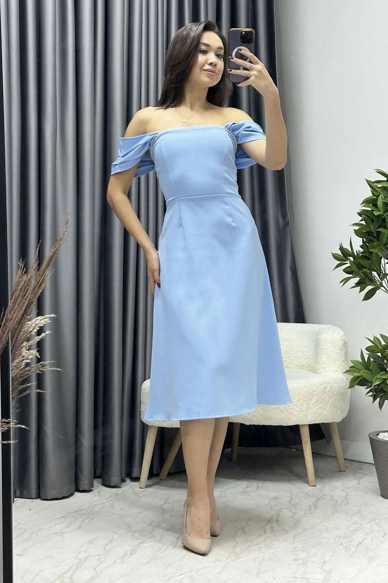 Women's Baby Bluesi Flared İnci Detail Dress