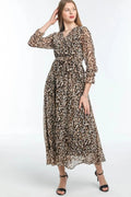 Leopard Midi Chiffon Dress