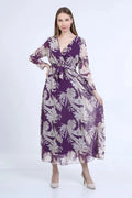Purple Midi Chiffon Dress