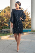 Black Short Sequin Evening Dress