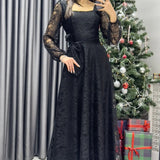 Black Midi Lace Dress