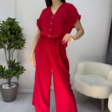 Red Wide Leg Jumpsuit