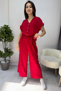 Red Wide Leg Jumpsuit