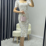 White Lace Midi Dress