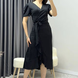 Black Crepe Midi Dress