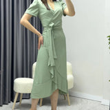 Green Crepe Midi Dress