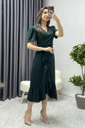 Emerald Green Crepe Midi Dress