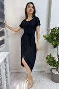 Black Short Sleeve Penye Dress